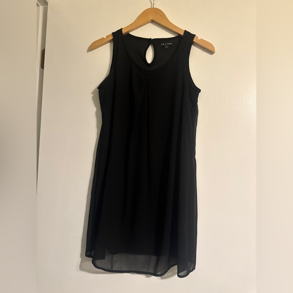 As U Wish Elegant Black Keyhole Mini Dress